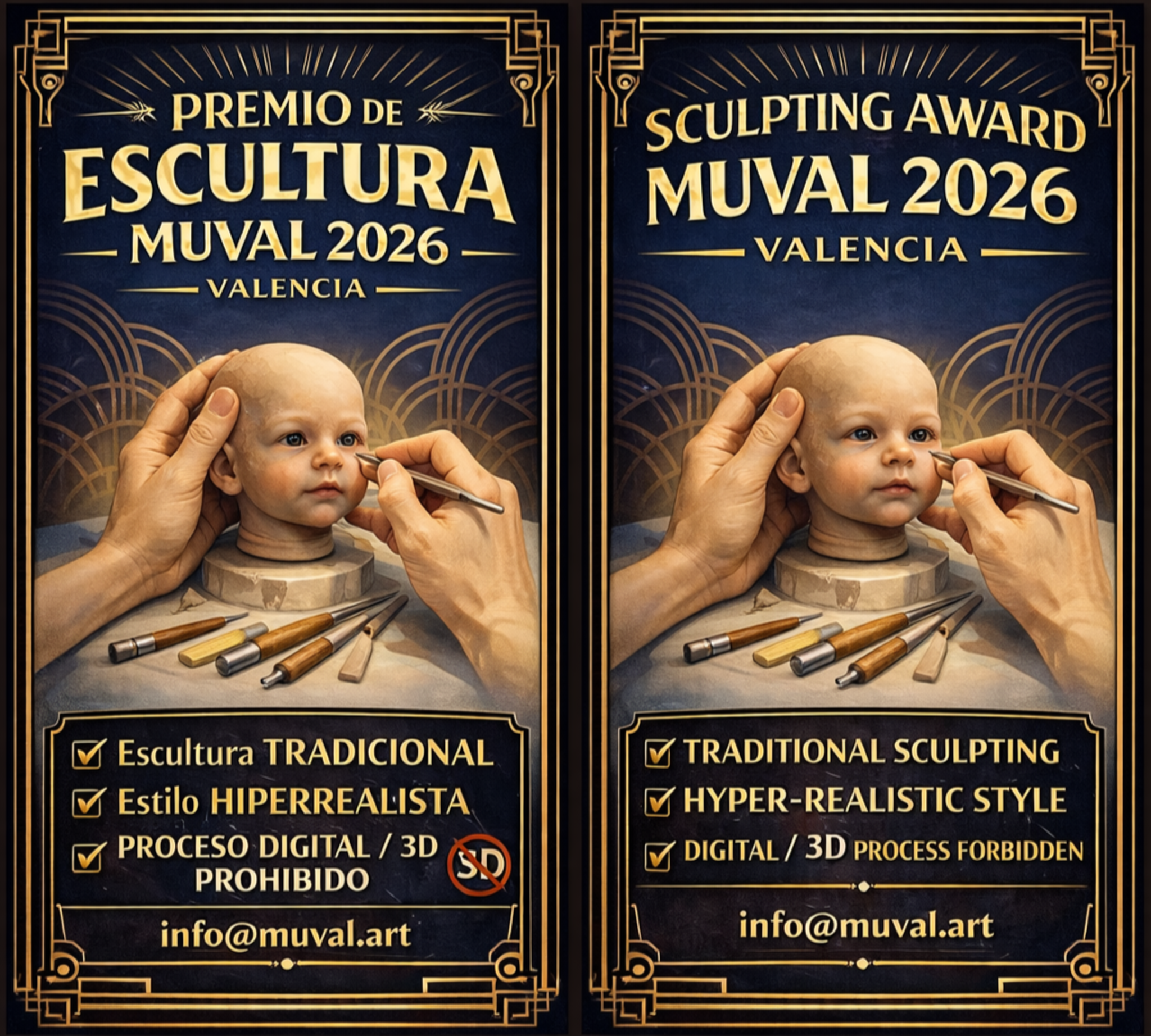 Cartel del Premio de Escultura MUVAL 2026 en español e inglés